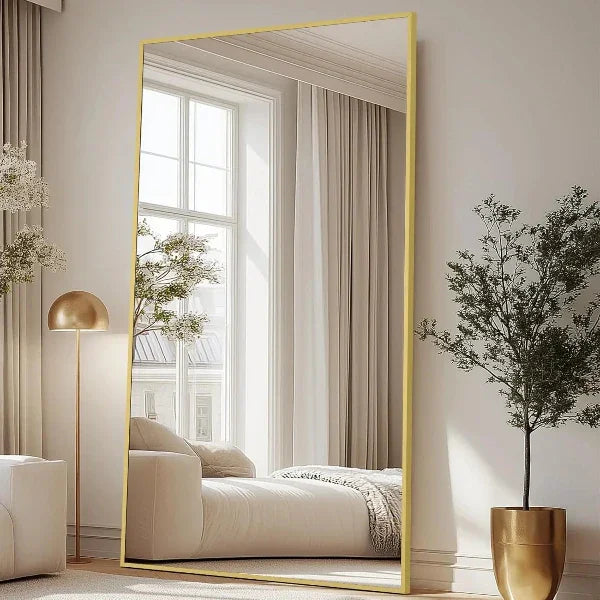 MELOMOIR Gold Full Length Mirror, Free Standing or Wall Mounted, Full Body Mirror for Bedroom, Living Room, Gym, Dorm MIRRORONS