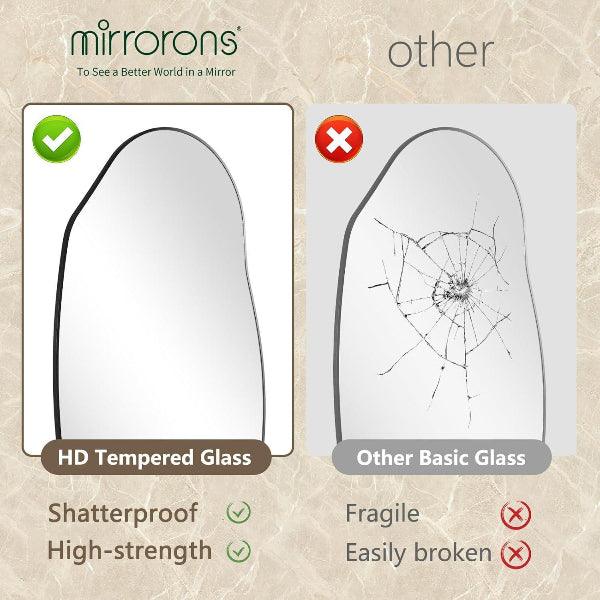 Irregular Wall Mirror, Black Asymmetrical Bathroom Mirror, Oval Aesthetic Mirror, Full Length Mirror, Shatterproof Black Bathroom Mirrors MIRRORONS