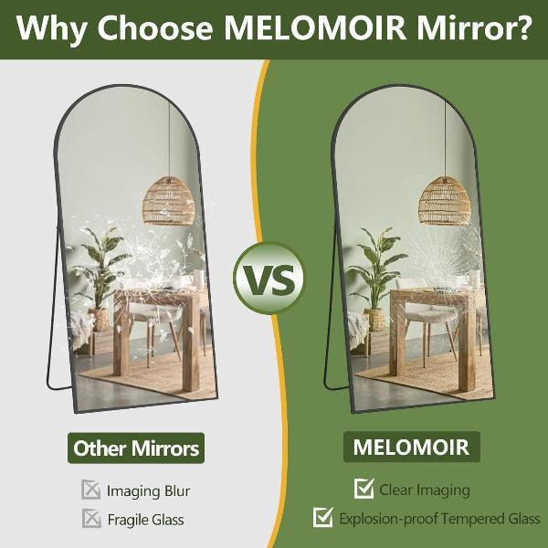 MELOMOIR Arched Full Length Mirror, Black Floor Mirror for Bedroom, Living Room, Gym, Dorm MIRRORONS