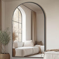 MELOMOIR Arched Full Length Mirror, Black Floor Mirror for Bedroom, Living Room, Gym, Dorm MIRRORONS