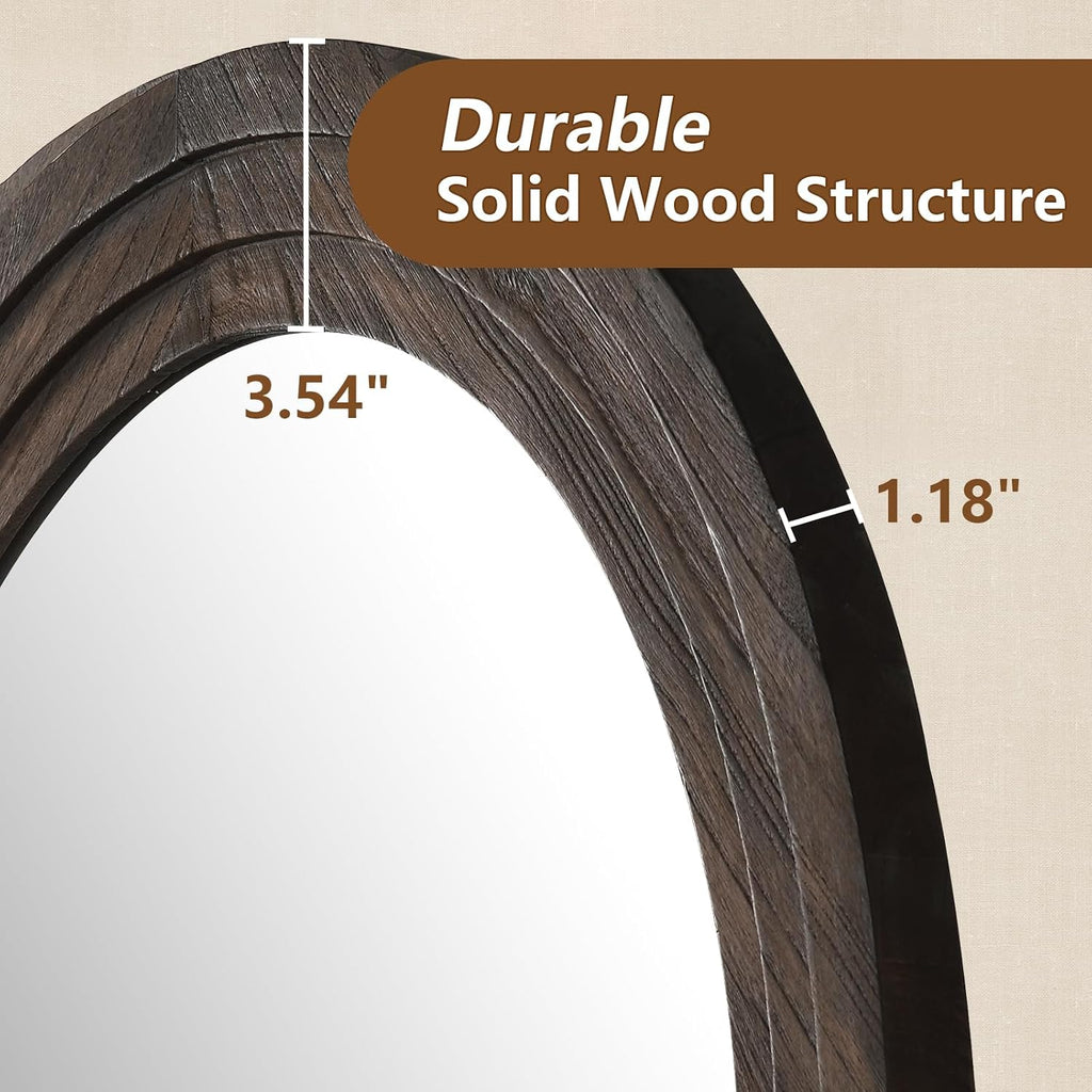 MELOMOIR Arched Solid Wood Full Length Mirror – Rustic Farmhouse Floor Mirror MIRRORONS
