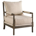 Blanchett Upholstered Bobbin Accent Chair Beige and Distressed Brown Unique Piece Furniture