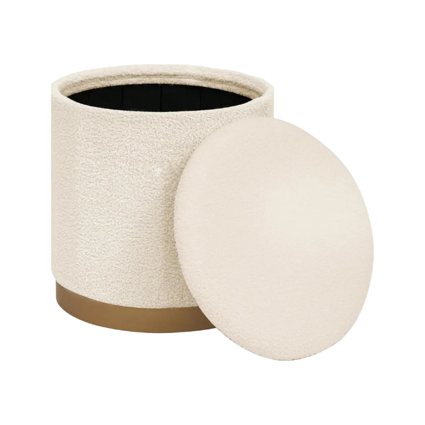 Round Bouclé Storage Ottoman Shop Fête