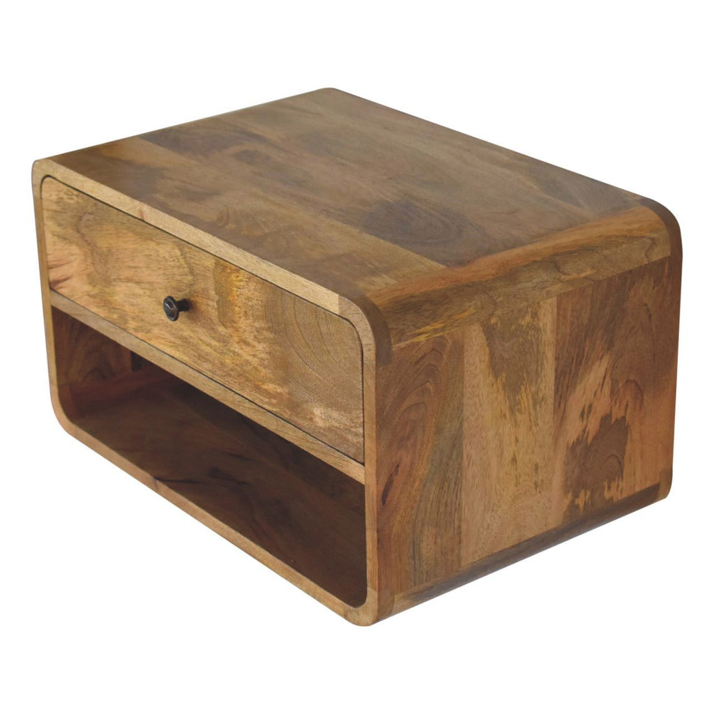 Curve Upper Slot Floating Nightstand Unique Piece Furniture