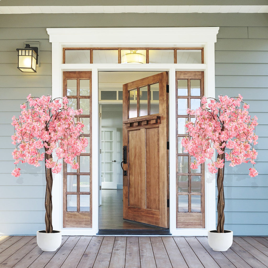 5.5 FT Tall Artificial Cherry Blossom Tree with Pink/White Flowers 2 Pack DirectDeals