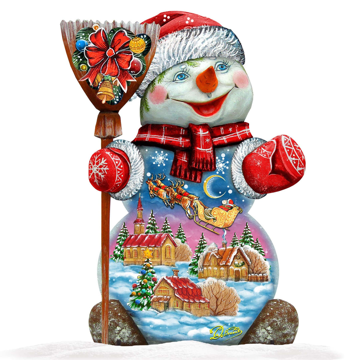 Santa In the Night Sky Snowman Christmas Outdoor Decor by G. DeBrekht - Christmas Santa Snowman Decor - 818158F G.DeBrekht