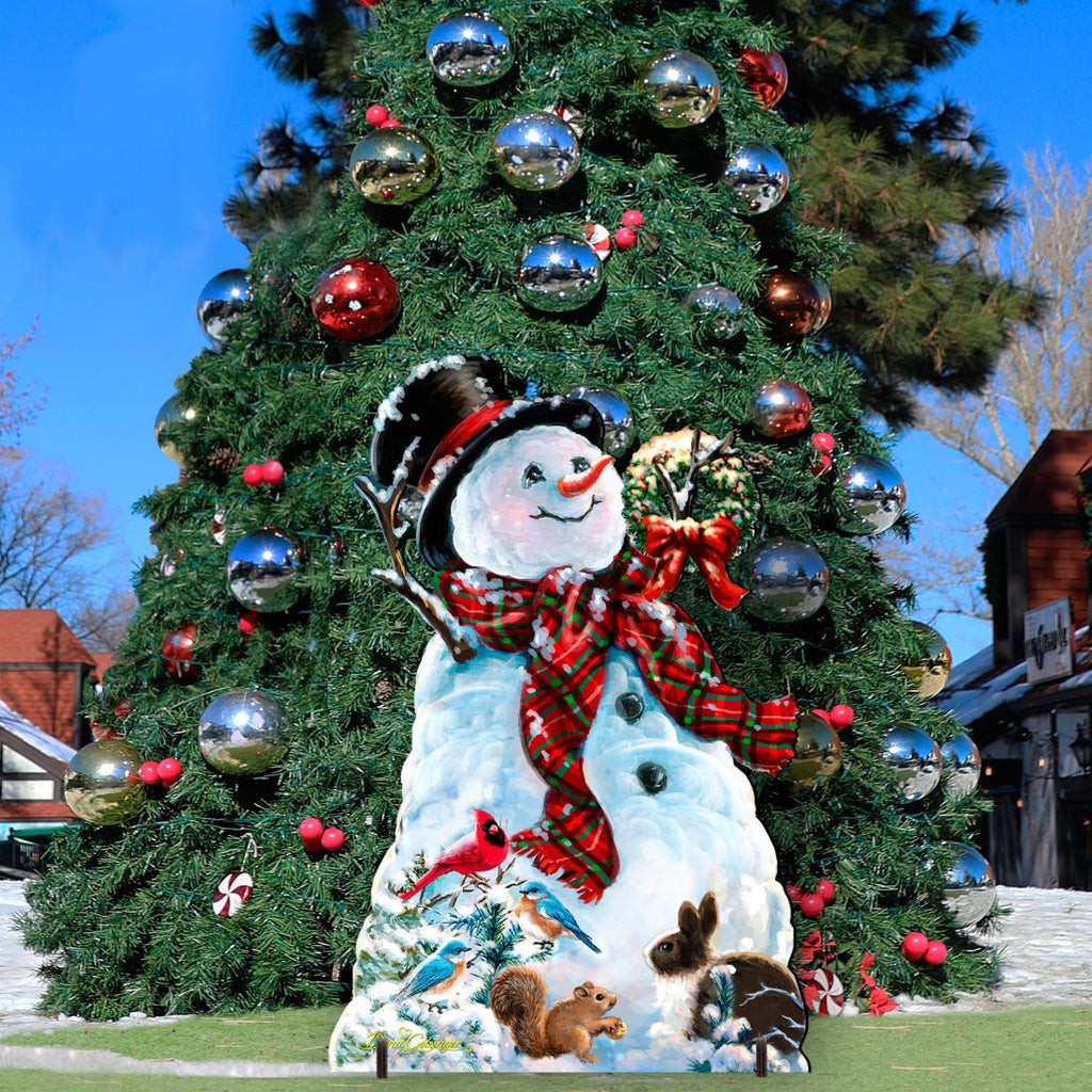 An Old-Fashioned Christmas Outdoor Yard Sign by D Gelsinger Featuring Santa and Snowman Decor - 8461024F-1563 G.DeBrekht