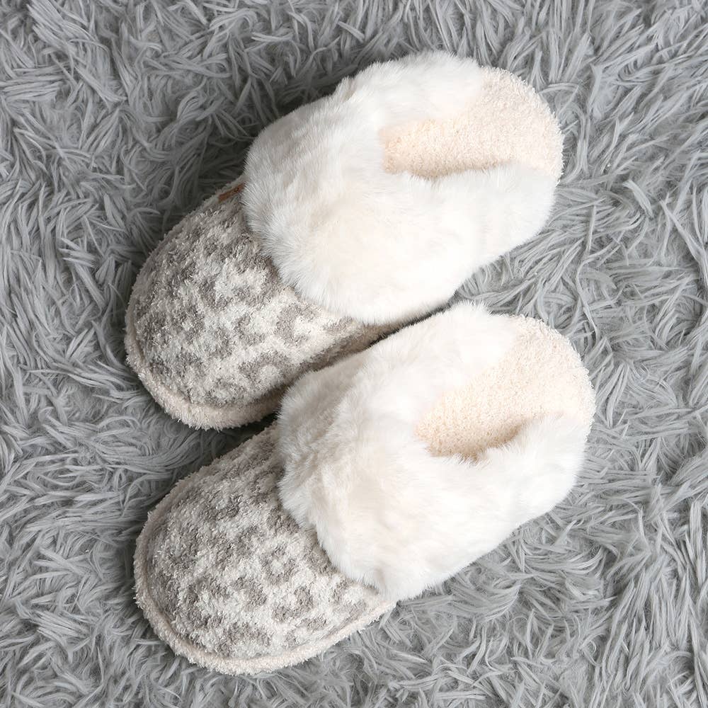 Leopard Faux Fur Soft Indoor Slippers Shop Fête