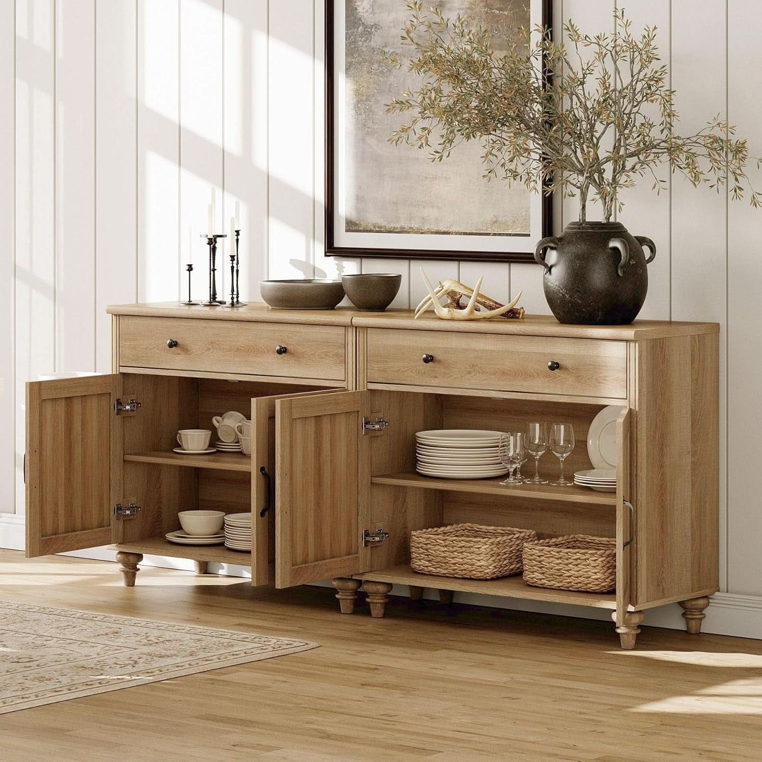 56 Inch Oak Executive Desk With Integrated Charging System ShipItFurniture