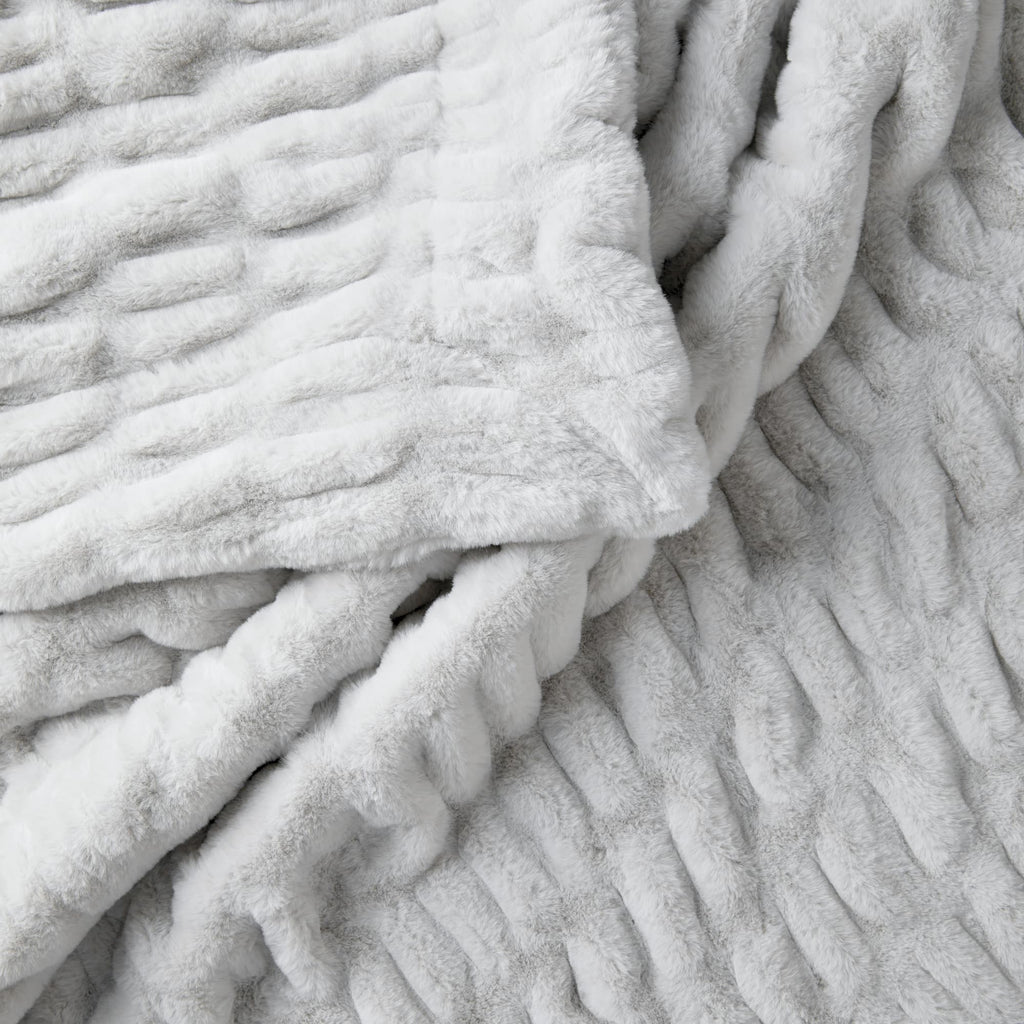Rippled Faux Fur Throw Blanket Moon Pod