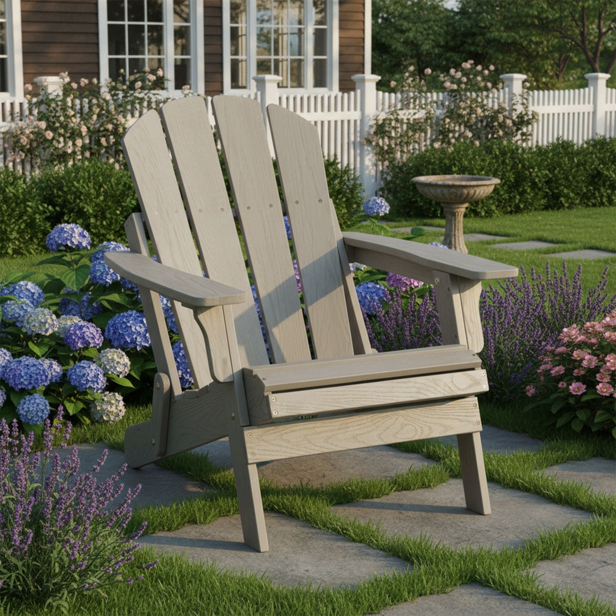Oversize Outdoor Folding Adirondack Chair - Gray Unique Piece Furniture
