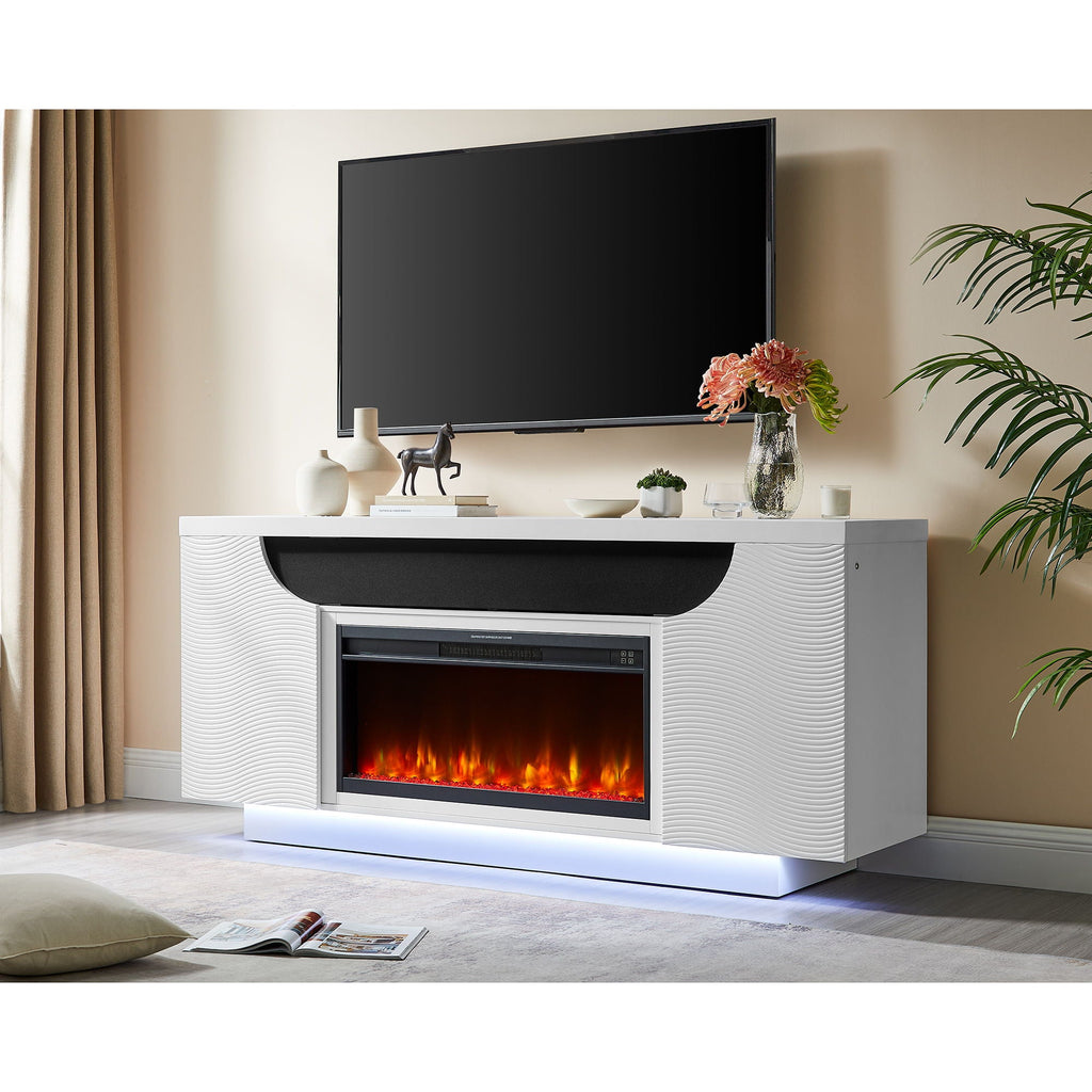Alessia - Electric Fireplace With Multi Color LED And Flame Settings Unique Piece Furniture