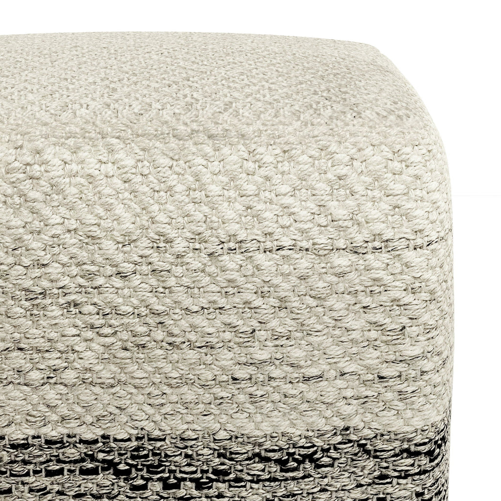 Macie - Square Woven Outdoor / Indoor Pouf - Gray / White Unique Piece Furniture