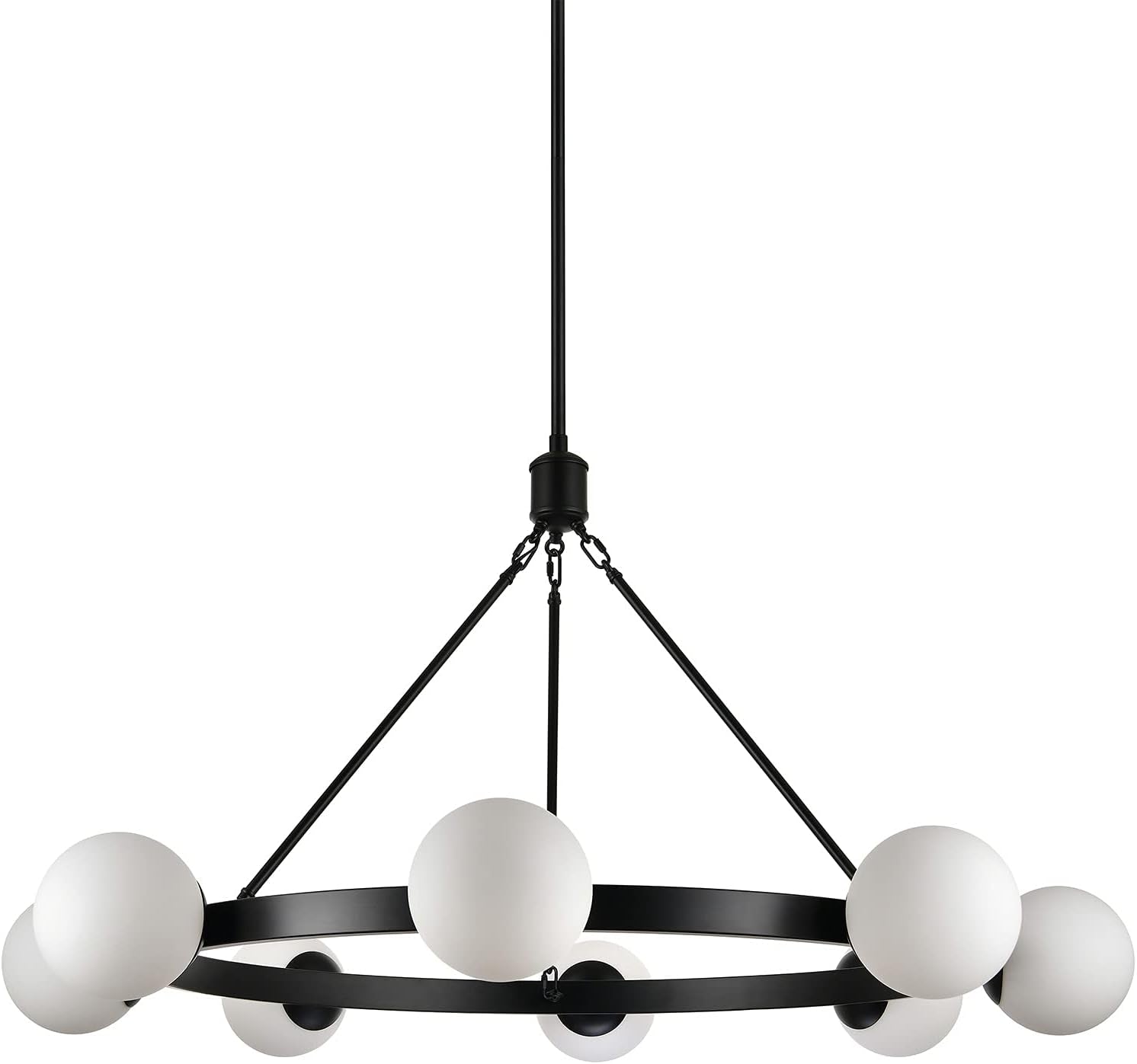 5 Light Black Globe Wagon Wheel Chandelier Farmhouse Decor