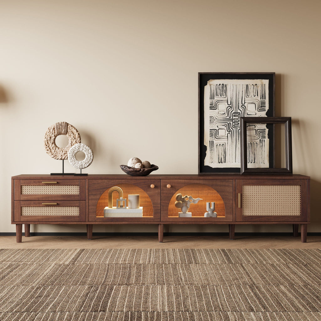 TV Stand With App-Controlled LED Lights, 2 Drawers & Door Storage Unique Piece Furniture