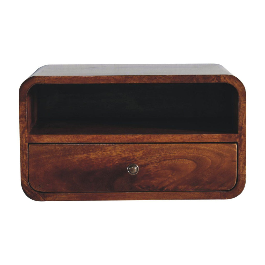 Curved Upper Slot Floating Nightstand Unique Piece Furniture
