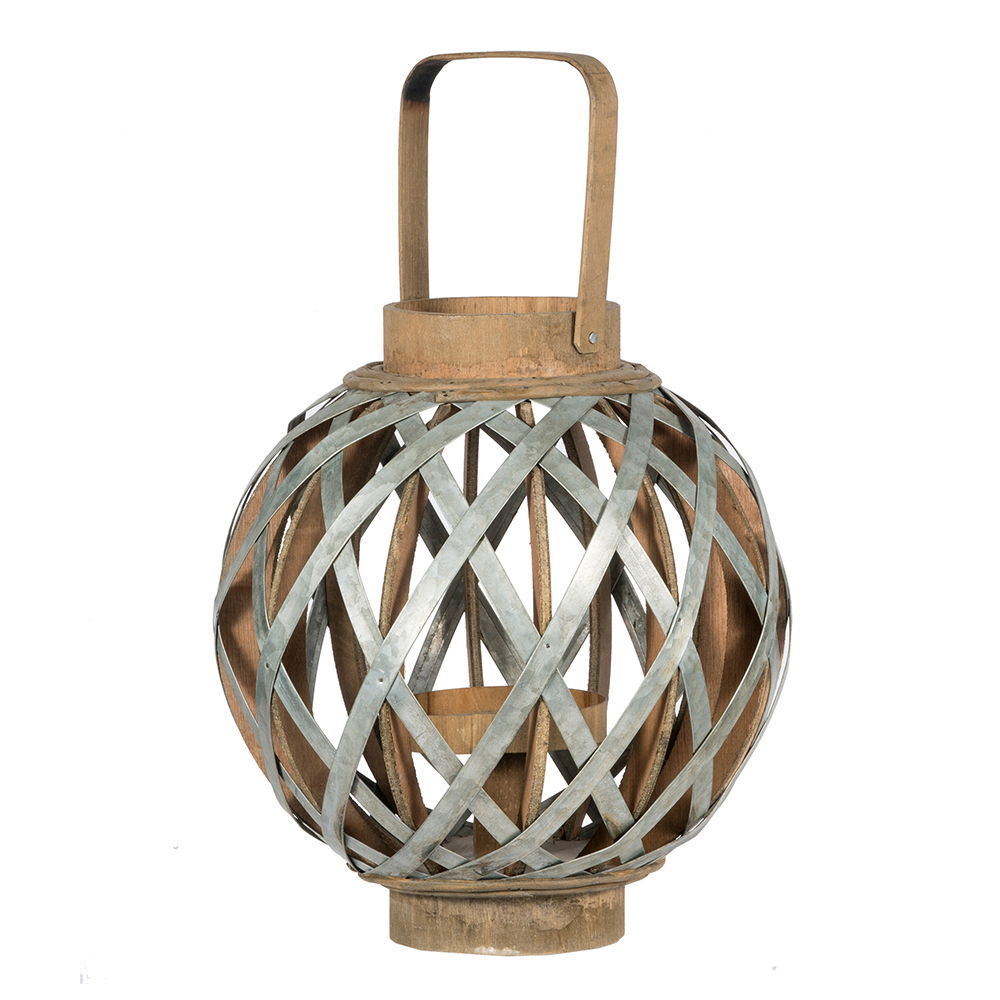 Decorative Lantern With Handle, Wooden Lantern For Indoor Outdoor, Home Garden, Wedding - Silver Unique Piece Furniture