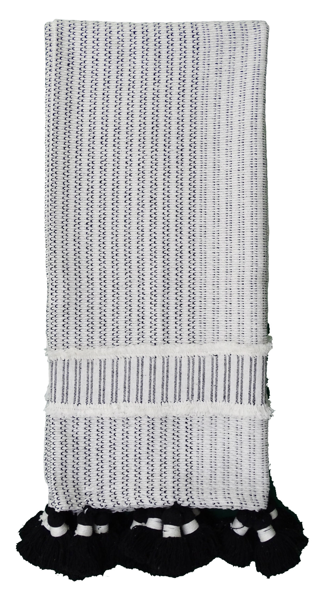 Hand loom Woven Textured Throw Black & Off White Vibhsa