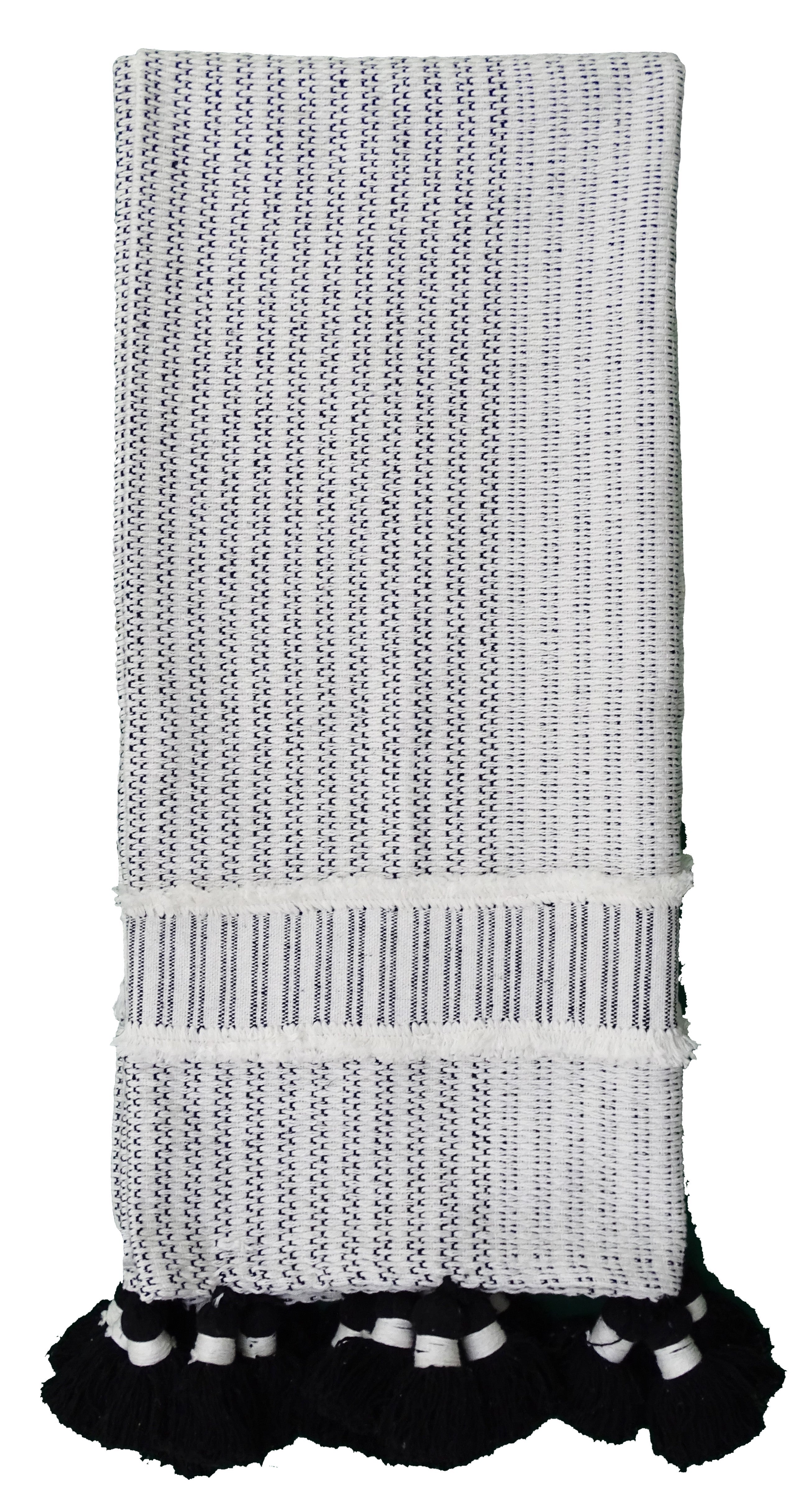 Hand loom Woven Textured Throw Black & Off White Vibhsa