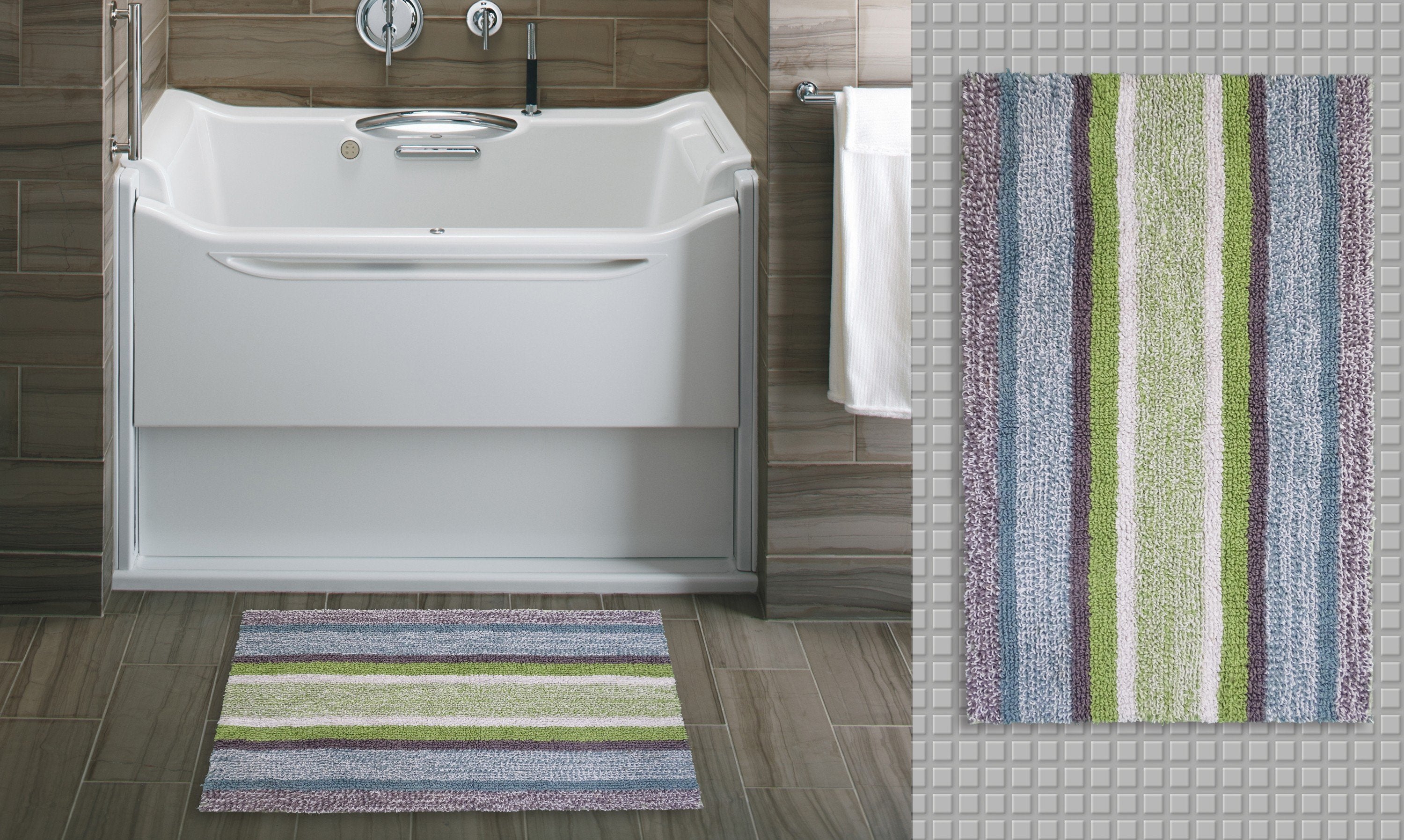 CHICOS HOME Multi Color Striped Bath Rug 20" x 32" Vibhsa