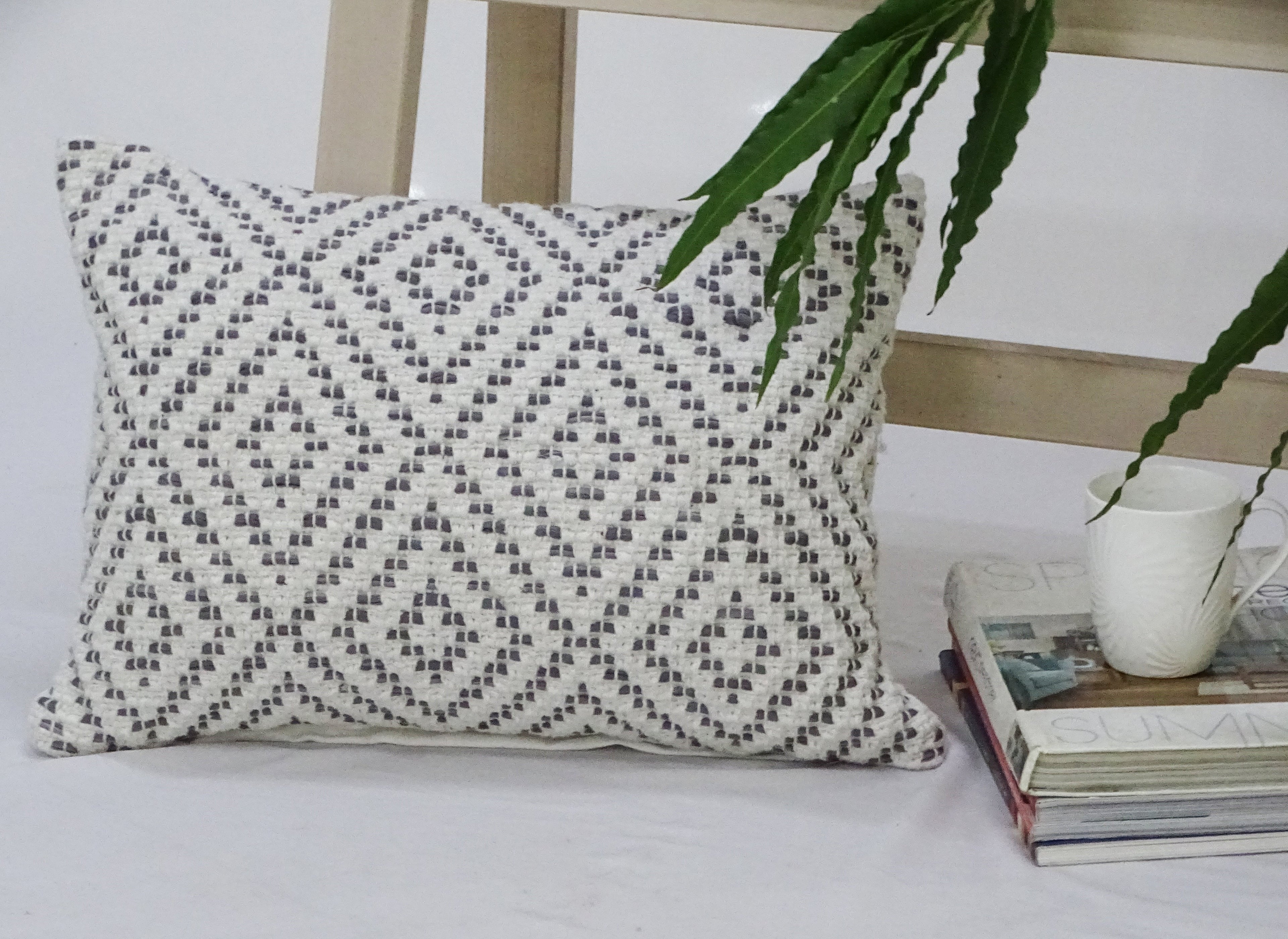 Decorative Cotton Throw Pillow for Chair 14"x20" Vibhsa