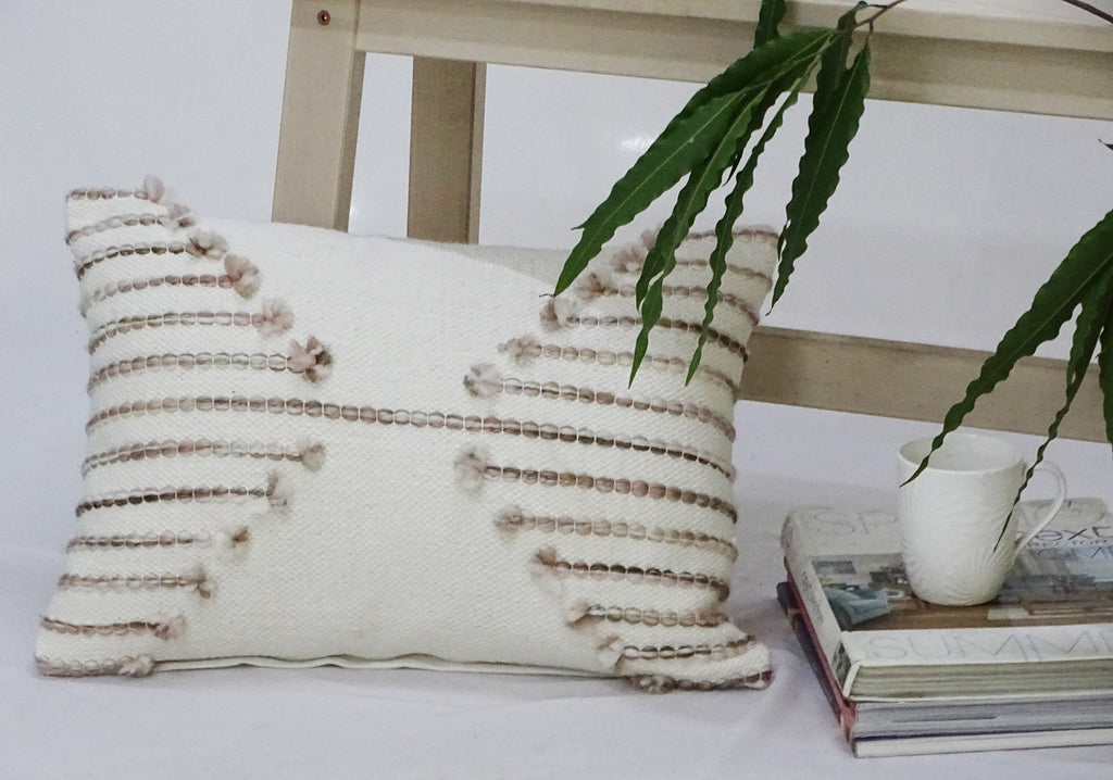 Pink 14" X 20"  Embroidered  Throw Pillow Vibhsa
