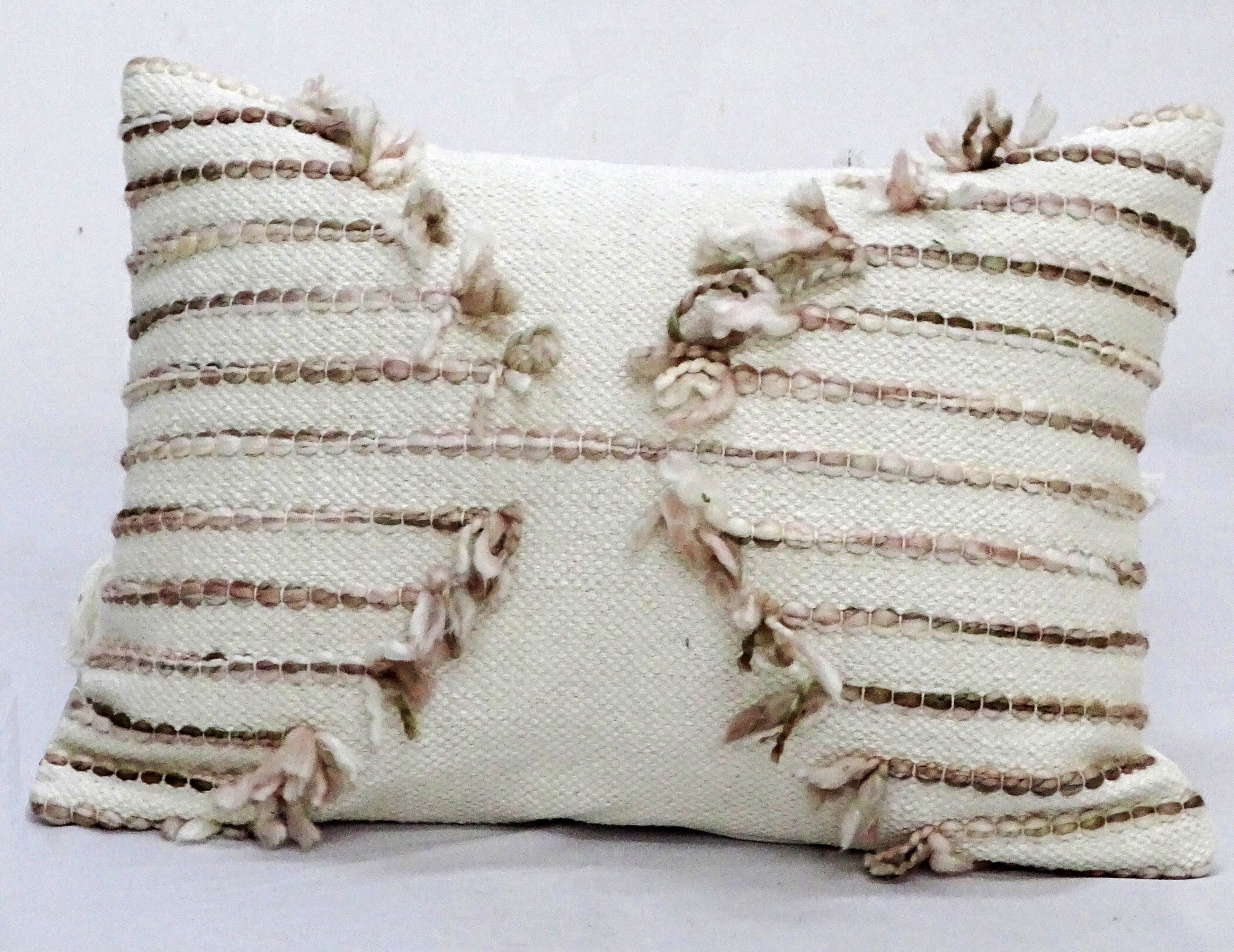 Pink 14" X 20"  Embroidered  Throw Pillow Vibhsa