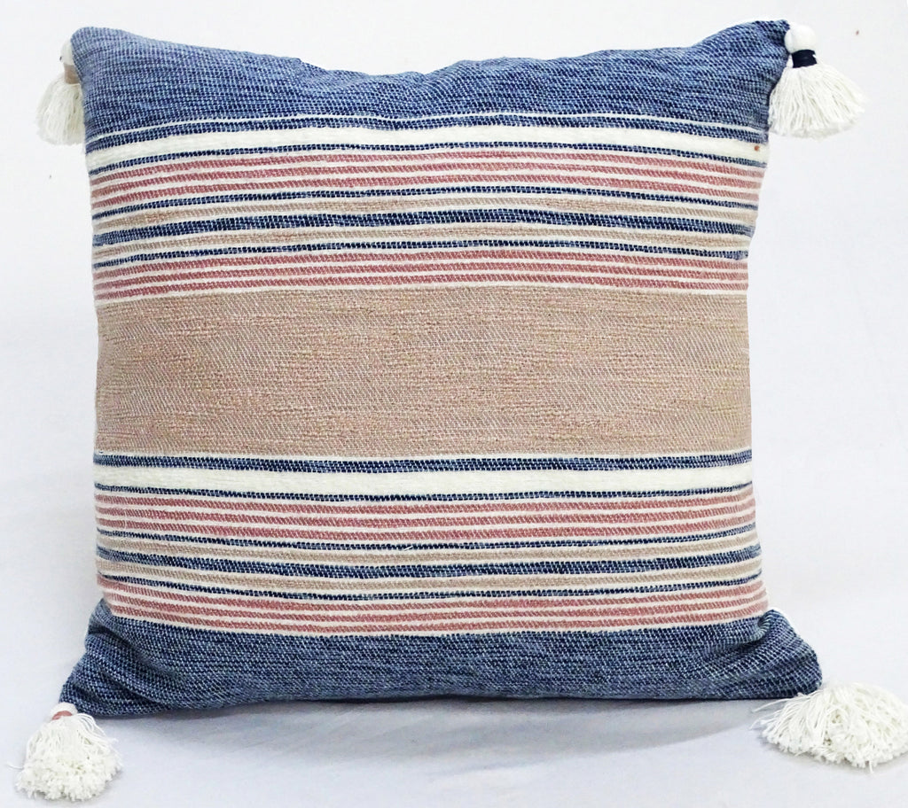 22" X 22" Throw Pillow for couch with Tassels Vibhsa