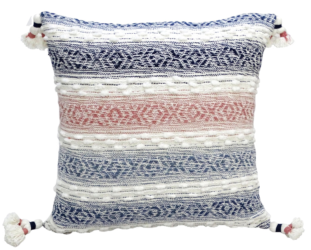 Throw Pillow for sofa with Tassels 22" X 22" Multicolor Insert Included Vibhsa