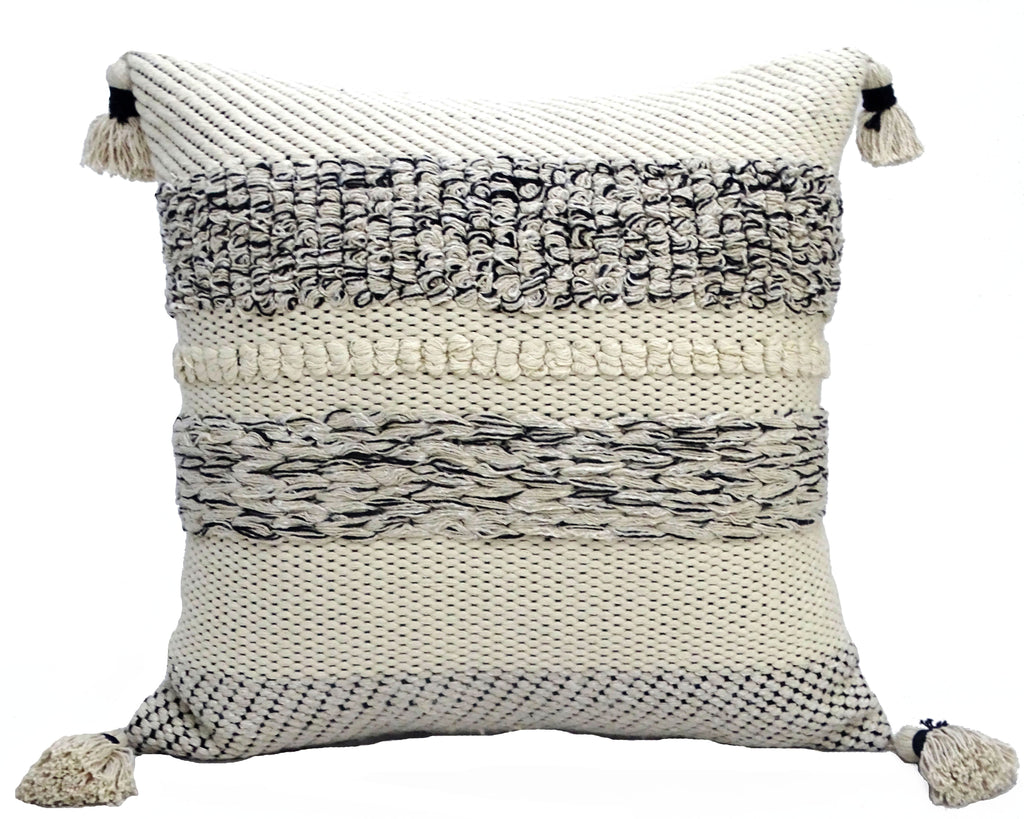 Modern 22" X 22" Throw Pillow for couch with Tassels Vibhsa