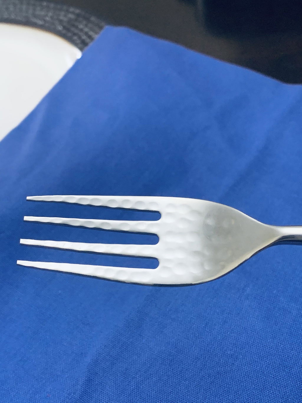 Vibhsa 6- PC Stainless Steel Dinner Fork (Hammered Mouth, White) Vibhsa