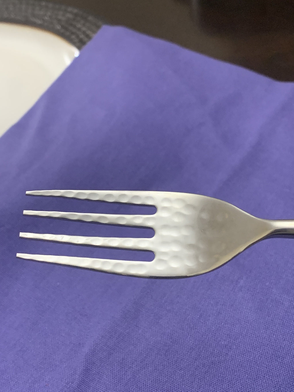 Vibhsa 6- PC Stainless Steel Dinner Fork (Hammered Mouth, White) Vibhsa