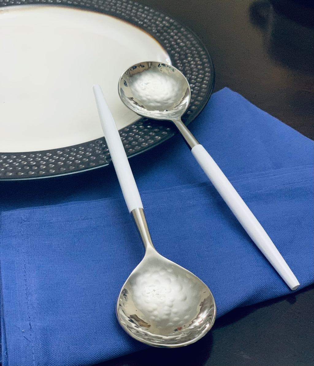 6-PC Stainless Steel Soup Spoon (Hammered Mouth, White) Vibhsa
