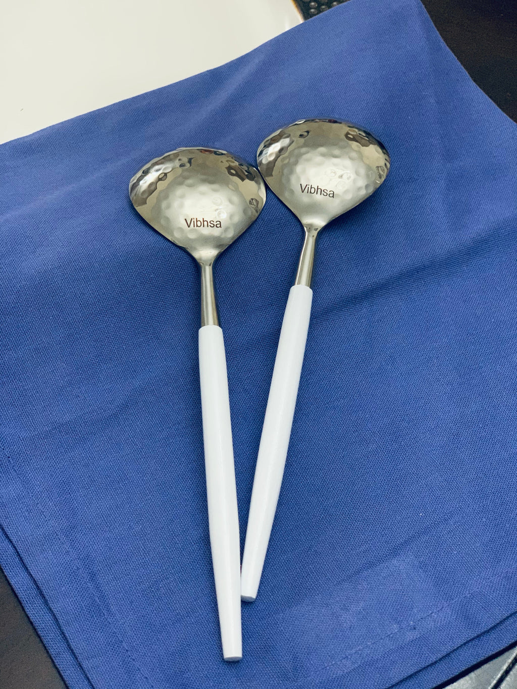 6-PC Stainless Steel Soup Spoon (Hammered Mouth, White) Vibhsa