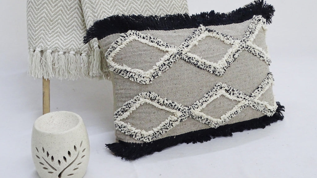 Tufted Decorative Pillow for Living Room 16"x 22" Vibhsa
