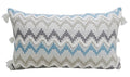 Chevron Throw Pillow for Sofa with Braid and Tassels 14"x24" Vibhsa