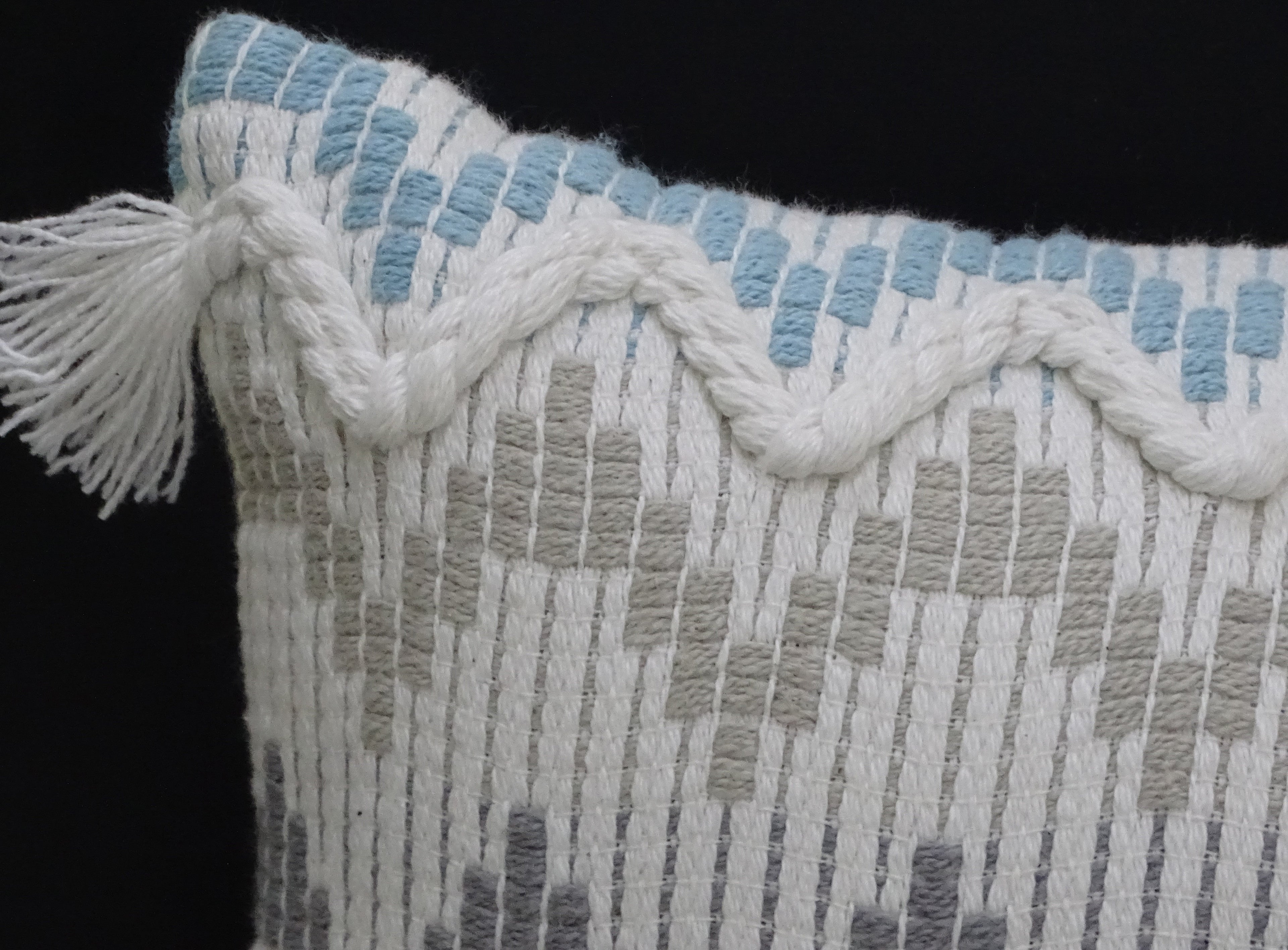 Chevron Throw Pillow for Sofa with Braid and Tassels 14"x24" Vibhsa