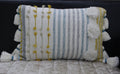 Designer Striped Pillow with Large Poms and Tassels 14"x20" Vibhsa