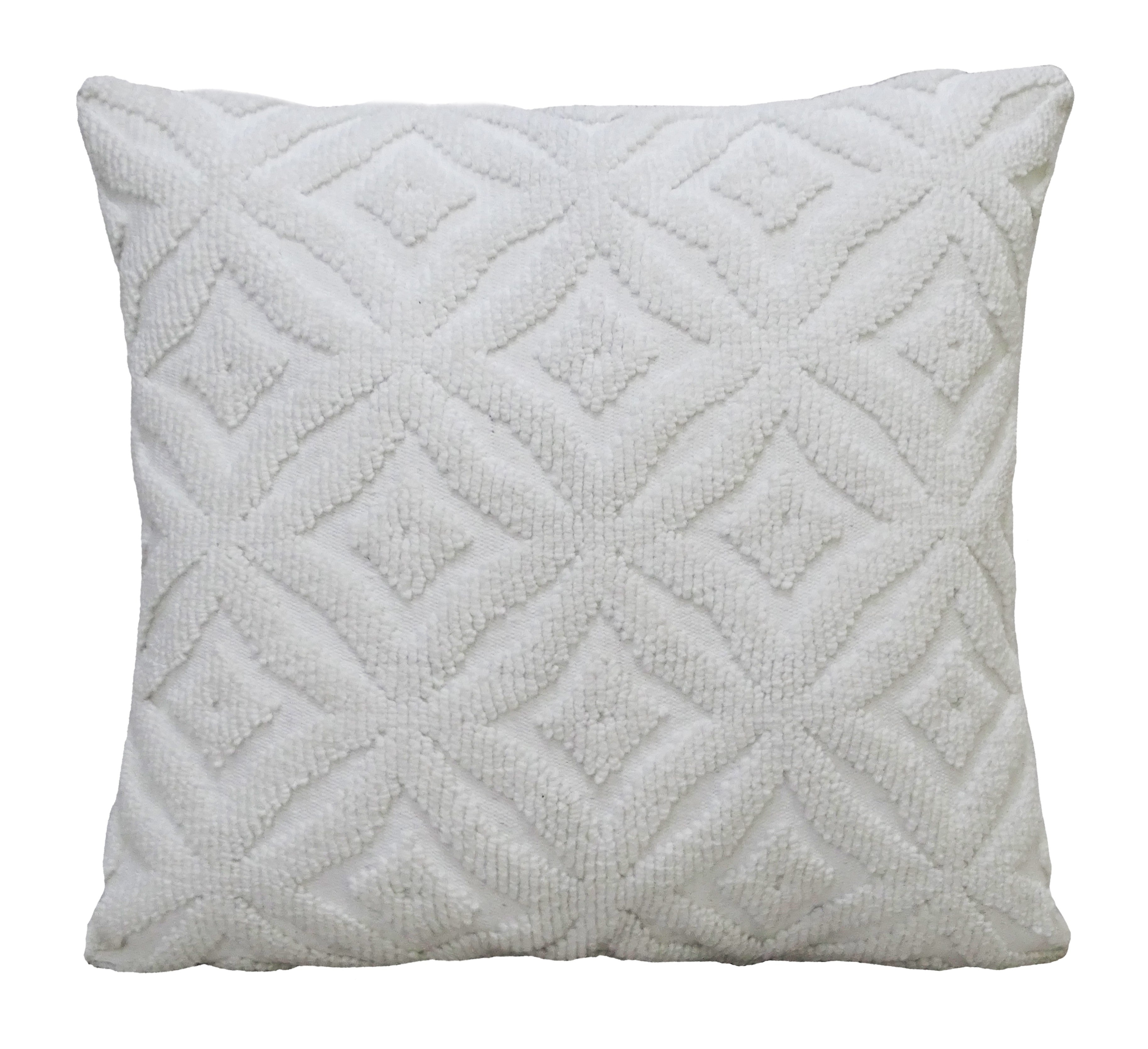 18"x18" White Indoor Outdoor Ogee Decorative Pillow Vibhsa