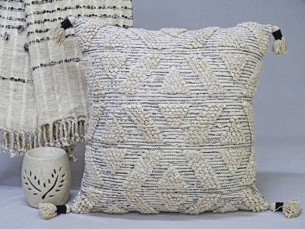 Large 22"x 22" Beige Throw Pillow for couch Vibhsa