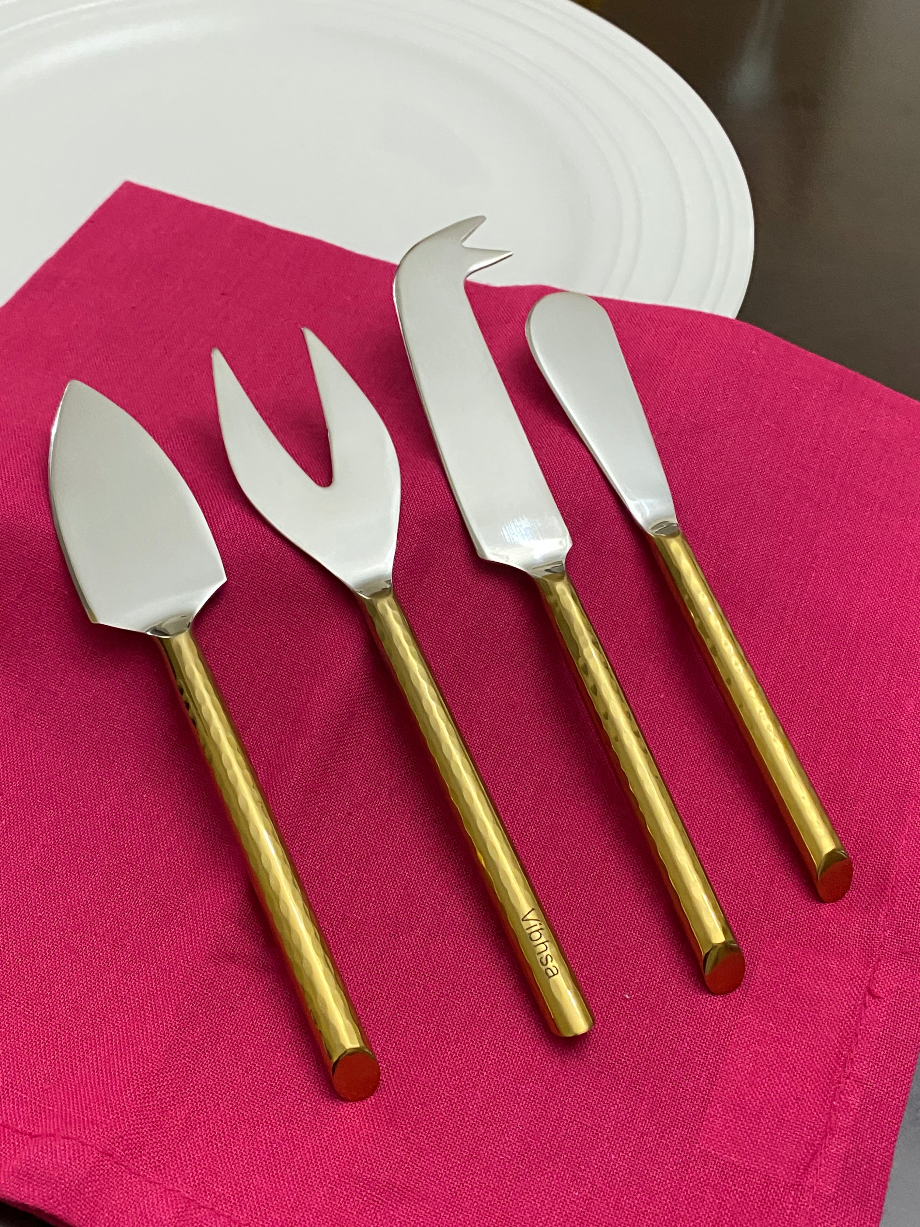 Golden Cheese knives set of 4 (Stainless Steel) Vibhsa