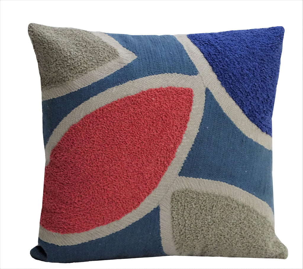 Embroidery Throw Pillow 20" X 20" Multi Color Insert Included Vibhsa