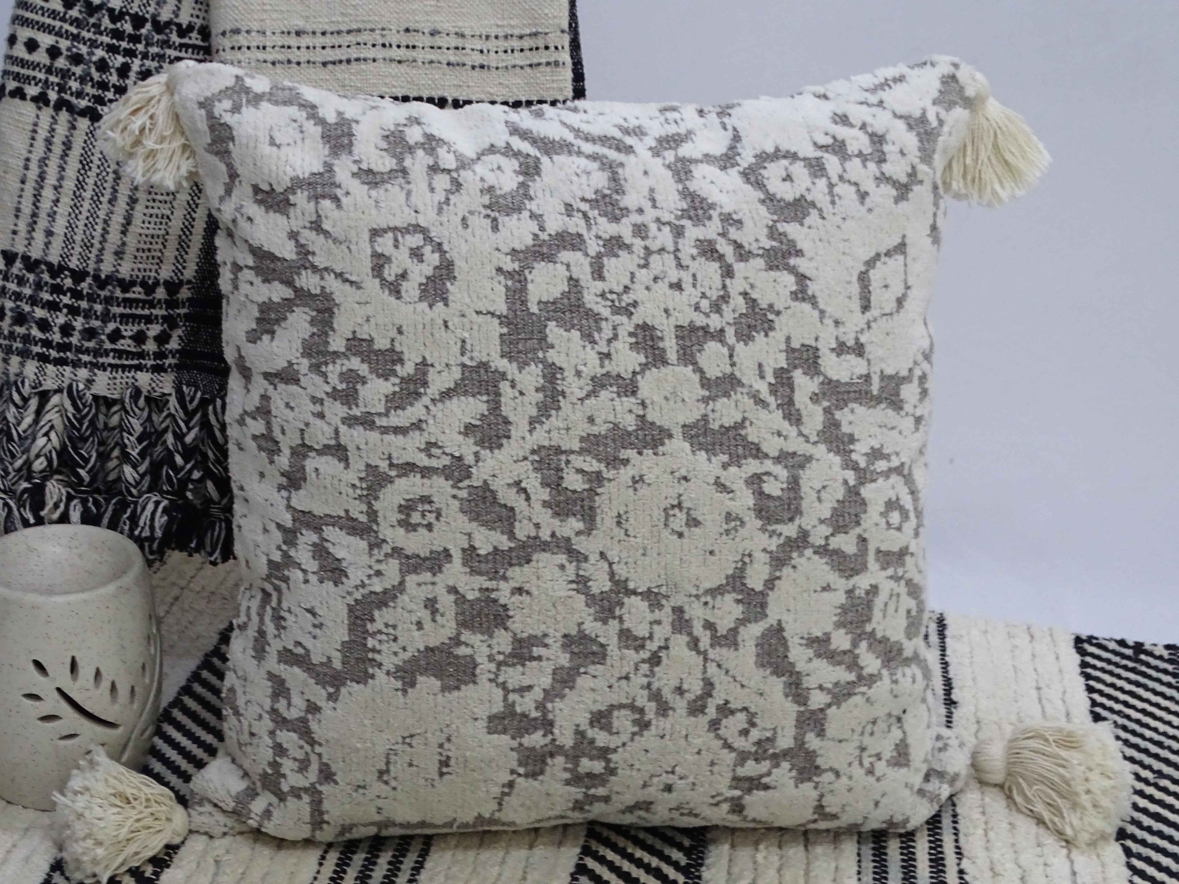 Throw Pillow with Tassels 20" x 20" Insert Included Vibhsa
