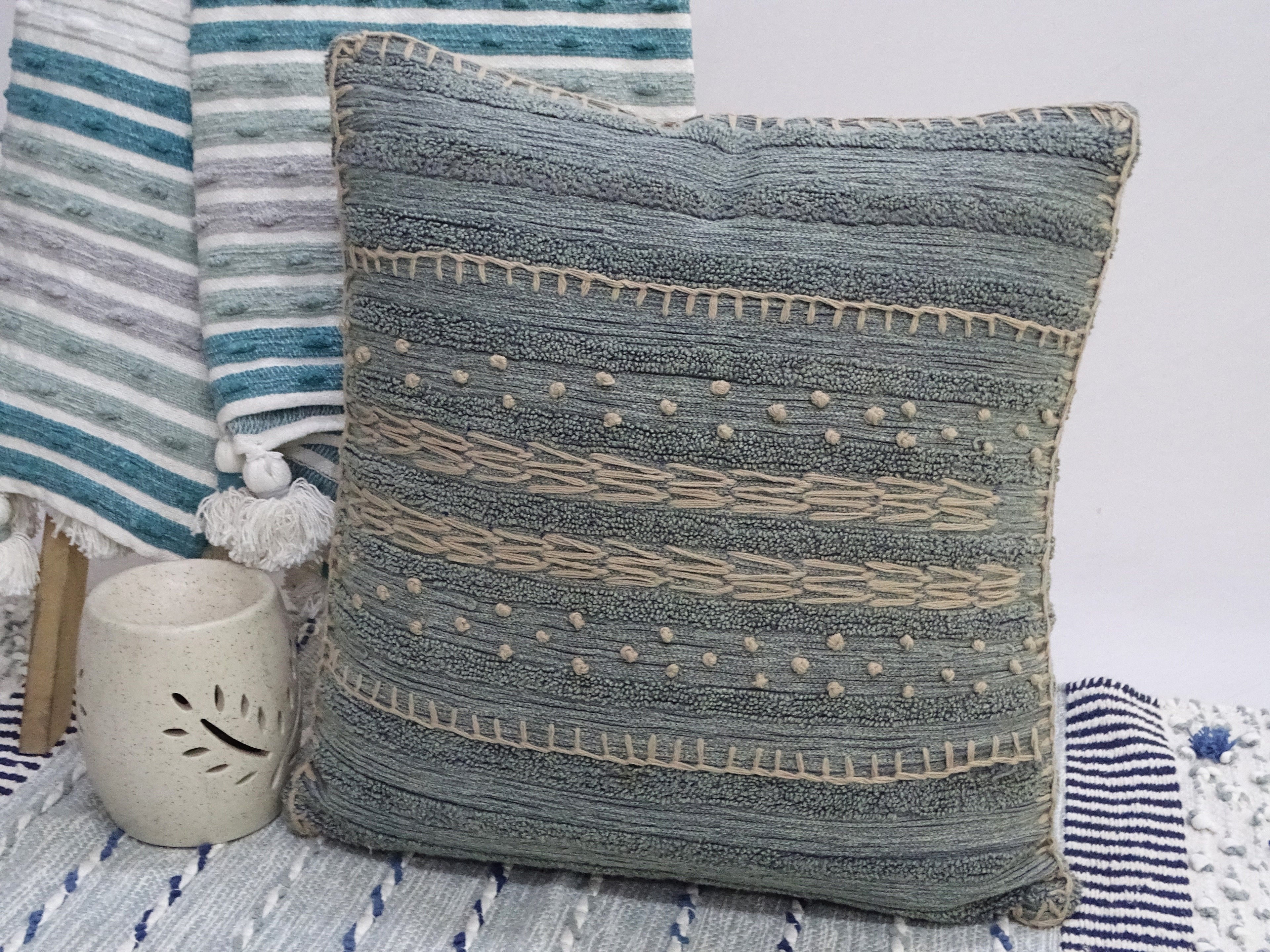 20"X20" Embroidery Throw Pillow for couch Vibhsa