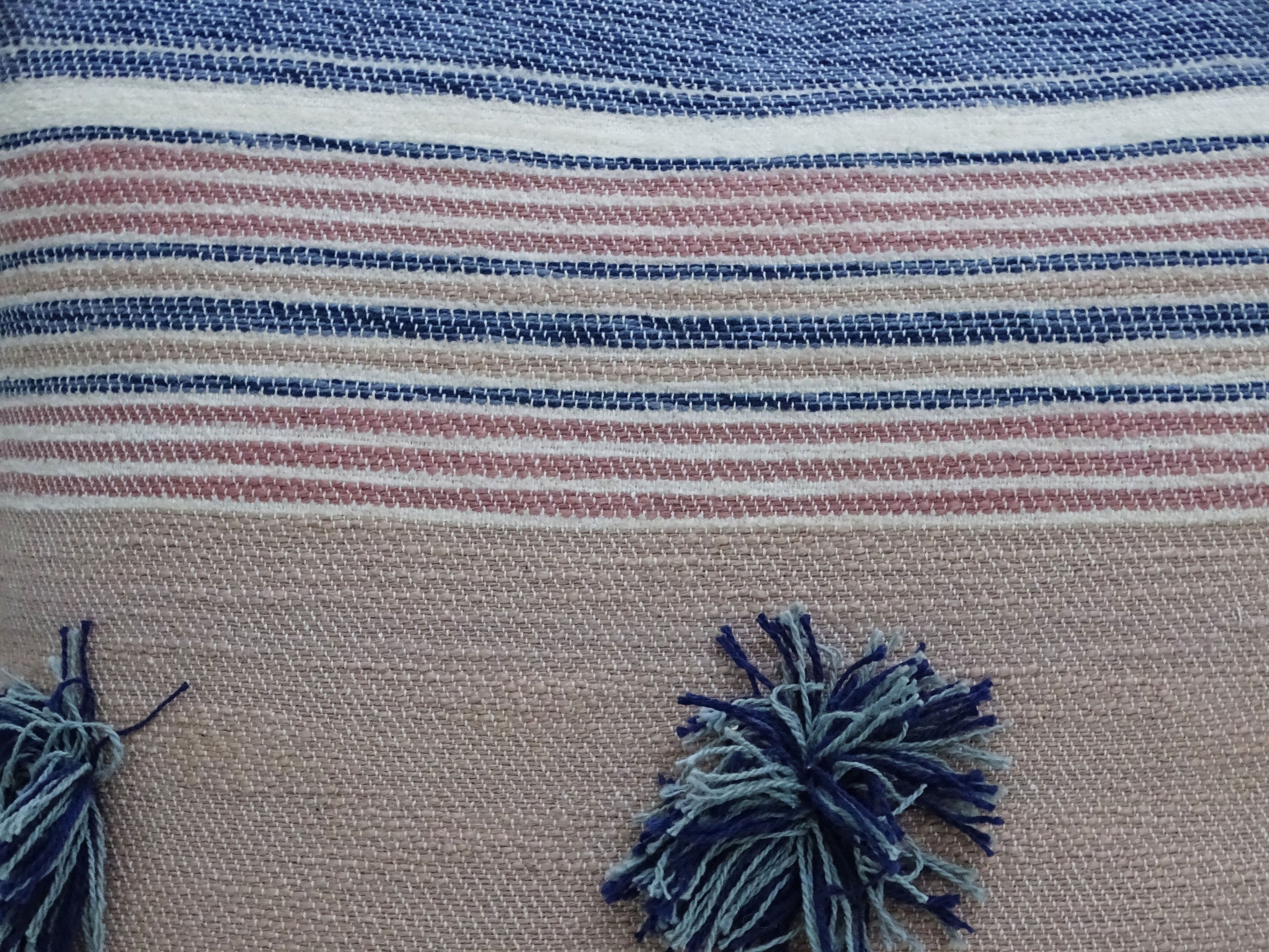 Throw Pillow with Tassels and Pom-Poms 20" x 20" Insert Included Vibhsa