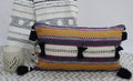 Handwoven 14"X 24" Throw Pillow with Pom-Poms Vibhsa