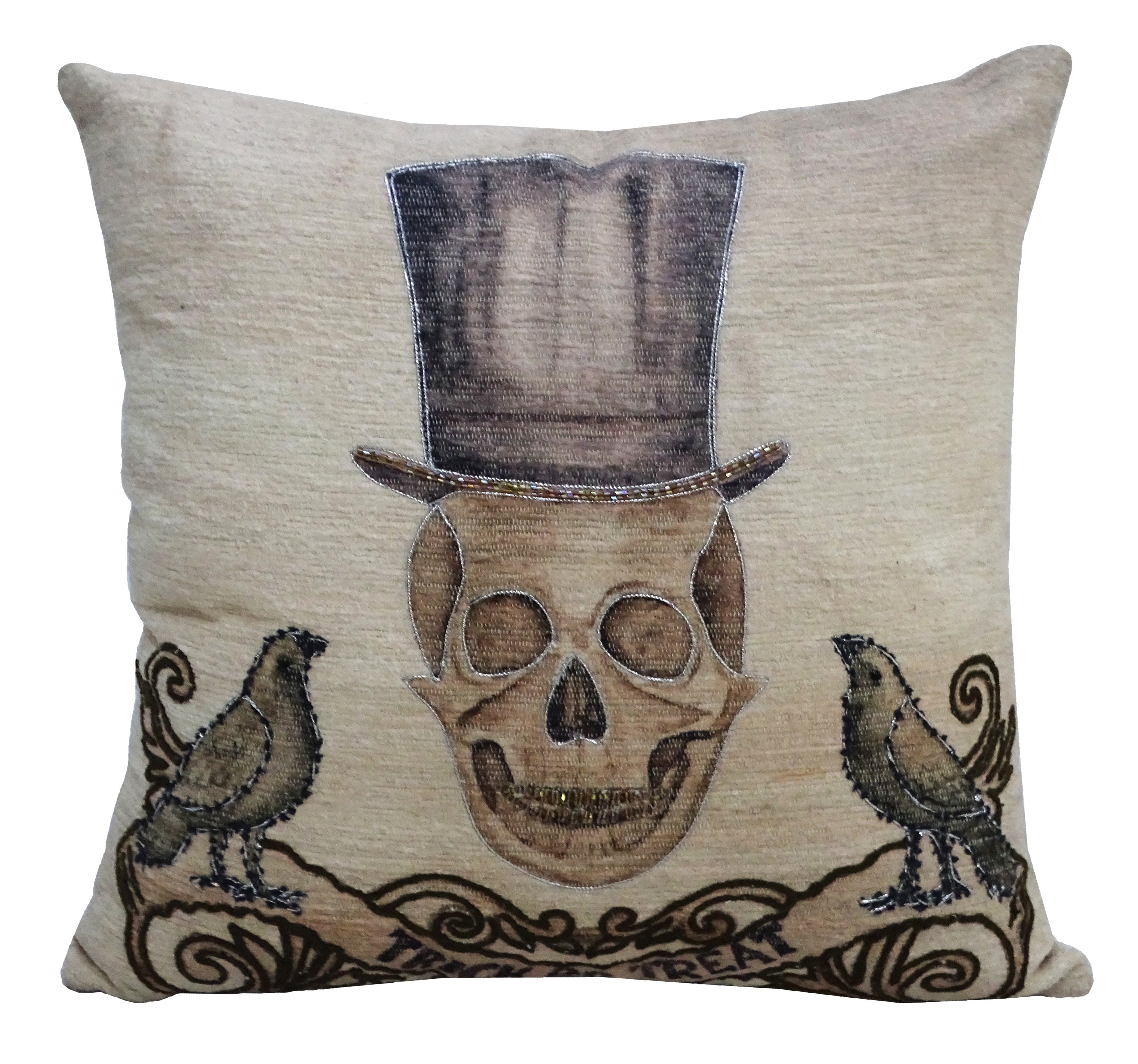 20" x 20" Halloween Embroidred Throw Pillow Vibhsa
