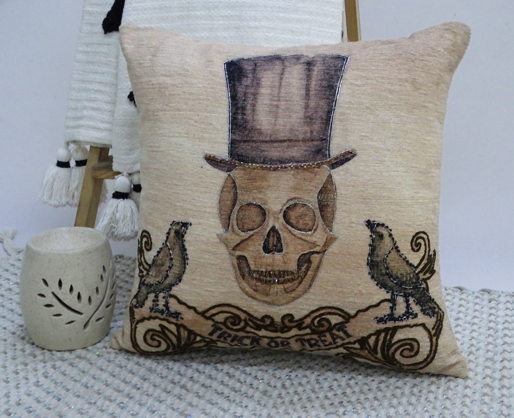 20" x 20" Halloween Embroidred Throw Pillow Vibhsa