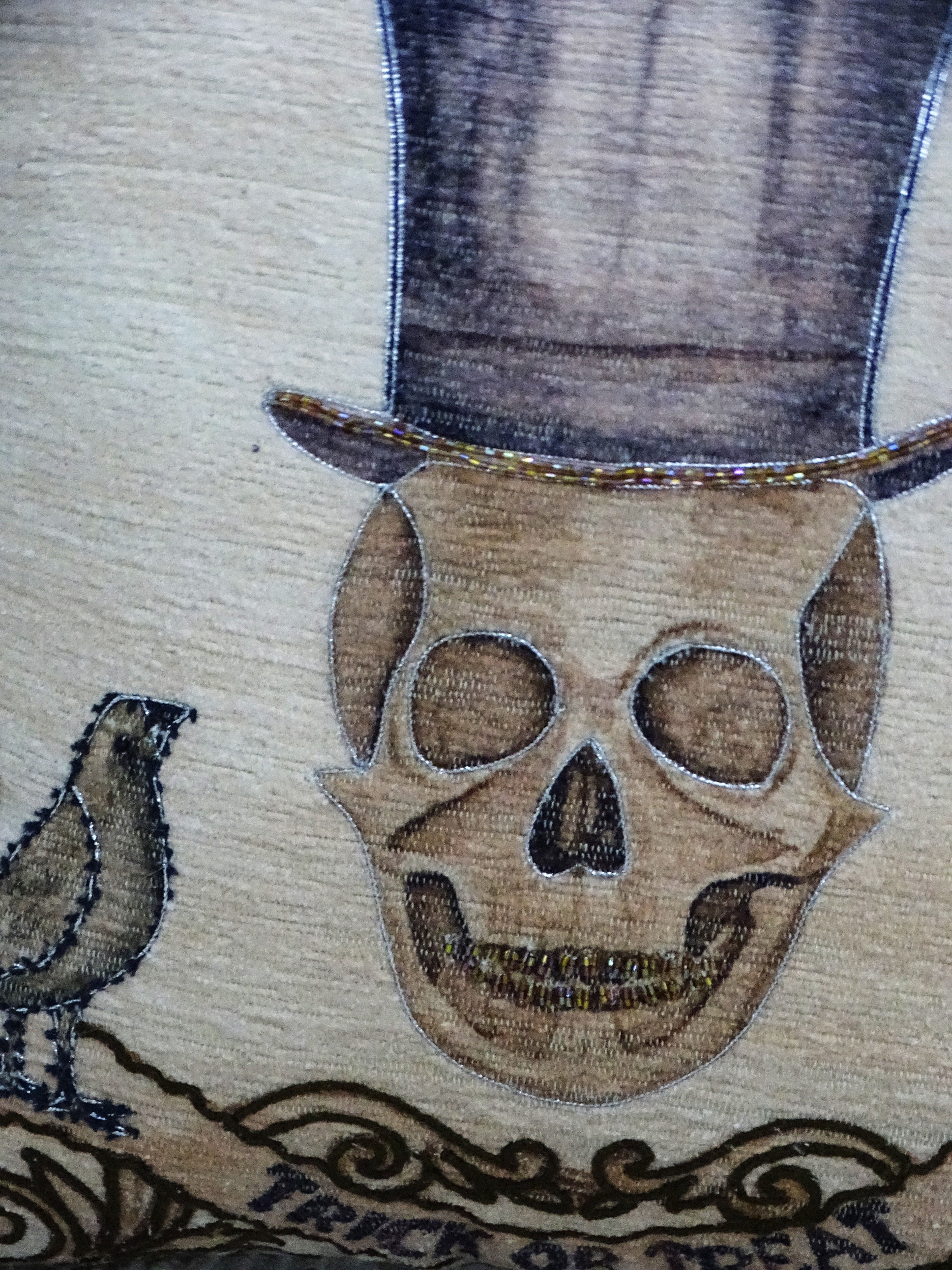 20" x 20" Halloween Embroidred Throw Pillow Vibhsa