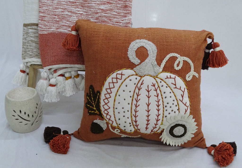 Fall Pumpkin Pillow for Halloween with Insert 20" x 20" Vibhsa
